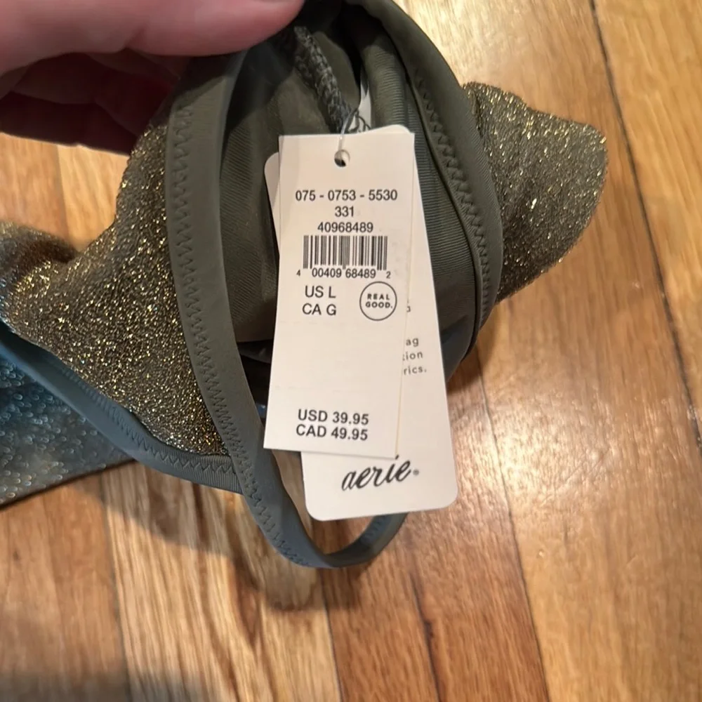 Aerie Glittery Olive Bralette - Picture 4 of 7